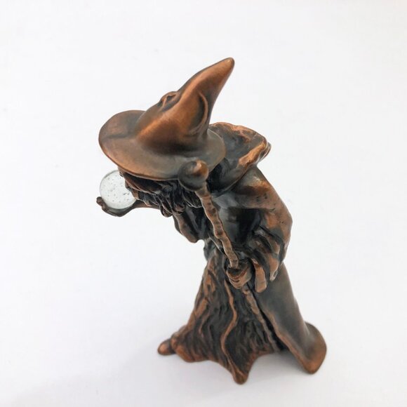 Wizard Merlin Bronze Statue Figurine 6" w/Crystal Ball Heavy 2.25Lb - Picture 8 of 9